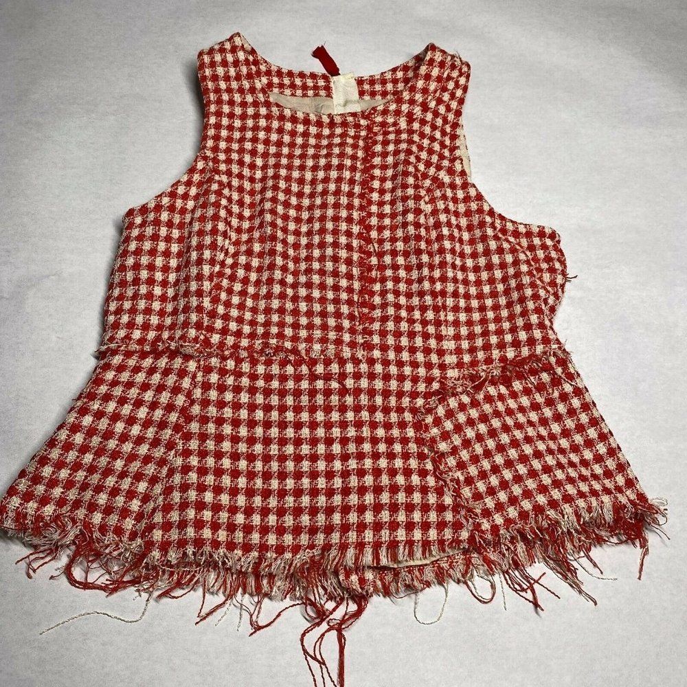 Maeve Anthropologie Raw Hem Peplum Houndstooth Sle
